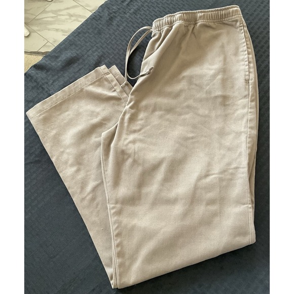 Appleseed's Pants - Appleseed's Women's Slacks Khaki, Elastic Tie Waistband, Straight Leg Size 16